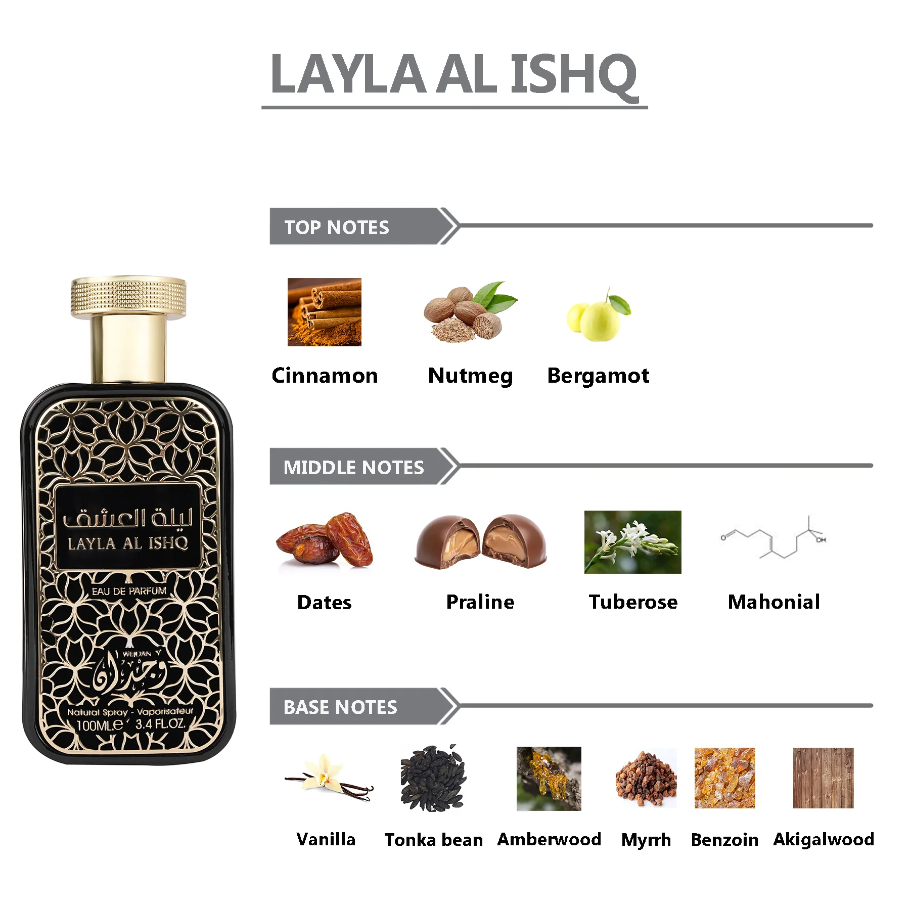 WEJDAN Layla Al Ishq Eau De Parfum For Men & Women - 100ml - Image 6